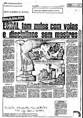 ESBAL tem aulas com velas e disciplinas sem mestres: Belas-Artes continua em greve