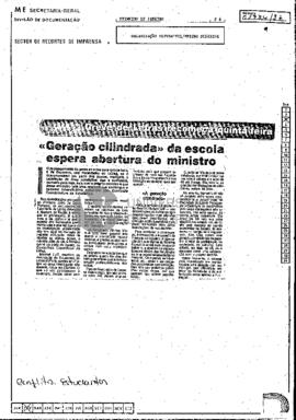 «Geração cilindrada» da escola espera abertura do ministro