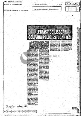 Duas listas reclamam a Associação de Alunos. «Letras » de Lisboa ocupada pelos estudantes