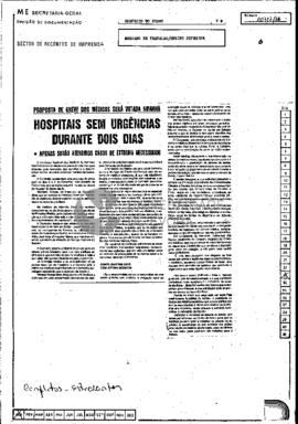 Proposta de greve dos médicos será votada amanhã. Hospitais sem urgências durante dois dias. Apen...