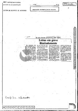 Se não forem escutados pelo MEC. Letras em greve ilimitadamente