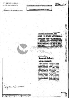 Greve por tempo indeterminado anunciada como «Muito Provável»: Secretário de Estado recebe estuda...