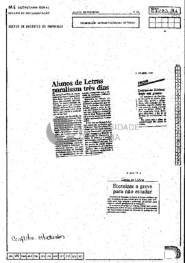 Alunos de Letras paralisam três dias: Letras de Lisboa hoje em greve: Eternizar a greve para não ...