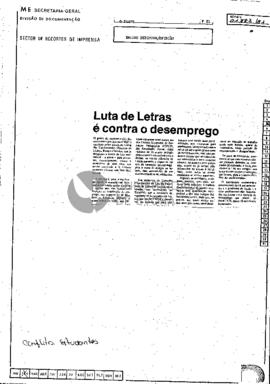 Luta de Letras é contra o desemprego