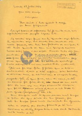 Carta de António Borges Melo de Oliveira