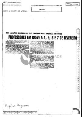 Professores em greve a 4,5,6 e 7 de fevereiro