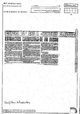 Contra 12. º ano e «Numerus clausus». Estudantes Manifestam-se no Rossio