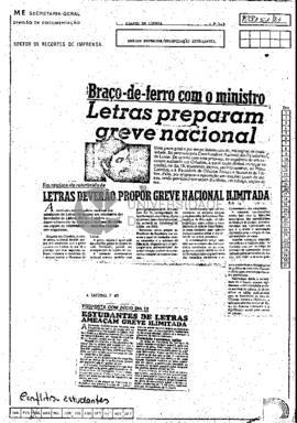 Letras preparam greve nacional: Letras deverão propor greve nacional ilimitada: Estudantes de Let...