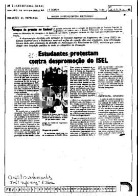 Alunos protestam contra despromoção do ISEL