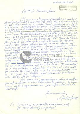 Correspondência de Maria Albertina Prezado Marçal França dos Santos