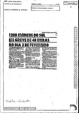 1200 médicos do Sul em greve de 48 horas no dia 3 de fevereiro