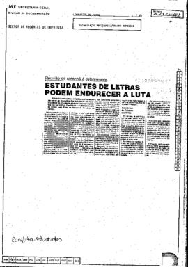Reunião de amanhã é determinante. Estudantes de Letras podem endurecer a luta