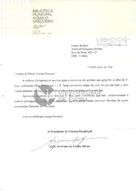 Carta da Biblioteca Municipal Albano Sardoeira