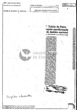 Letras do Porto apoia manifestação de âmbito nacional