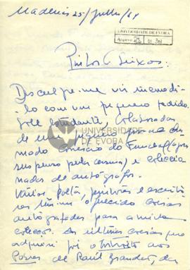 Carta de José Manuel Freitas de Sainz-Trueva