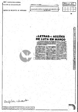 «Letras»: Acções de luta em Março