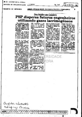 Dez feridos em Coimbra. PSP dispensa futuros engenheiros utilizando gases lacrimogéneos