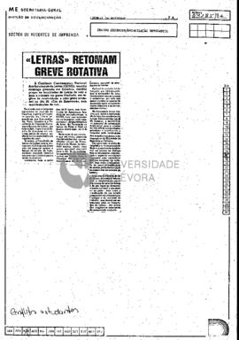 «Letras» retomam greve rotativa