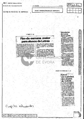 Fim-de-semana maior para alunos de Letras. Estudantes de Letras fazem greve. Greve em Coimbra dos...