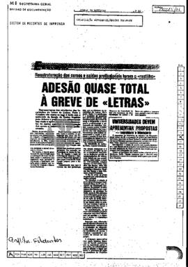 Adesão quase total à greve de «Letras»