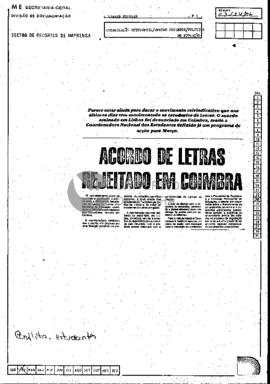 Acordo de Letras rejeitado em Coimbra