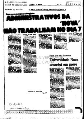 Administrativos da 'Nova' não trabalham no dia 7: Universidade Nova amanhã em greve