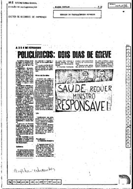 Policlínicos: Dois dias de greve