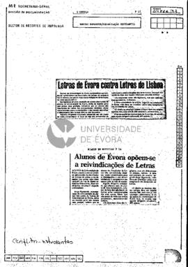 Letras de Évora contra Letras de Lisboa: Alunos de Évora opõem-se a reivindicação de Letras