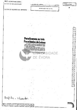 Paralisam as três Faculdades de Letras