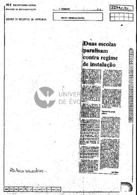 Duas escolas paralisam contra regime de instalação