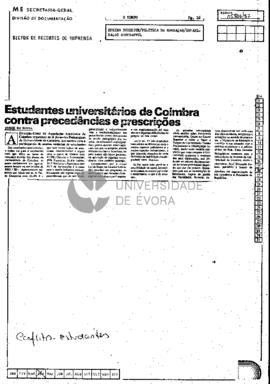 Estudantes universitários de Coimbra contra precedências e prescrições