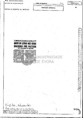 A propósito de declarações em comício do PCP. Greve de Letras não serve quaisquer fins políticos ...