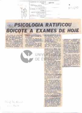 Psicologia ratificou boicote a exames de hoje