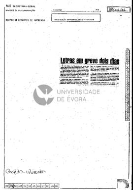 Letras em greve dois dias