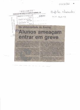 Na Universidade de Aveiro: Alunos ameaçam entrar em greve