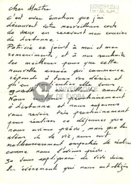 Carta de Joseph e Patricia Lustigman