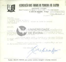 Carta da Associação dos Amigos de Ferreira de Castro