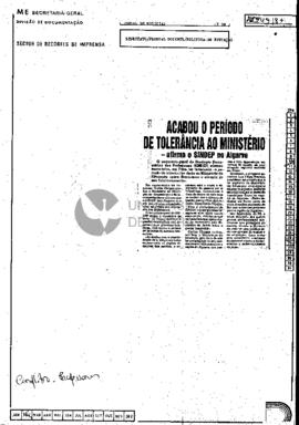 Acabou o período de tolerância ao Ministério