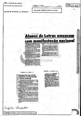 Alunos de Letras ameaçam com manifestação nacional: Estudantes de Letras admitem manifestação a n...