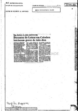 Docentes de Letras em Coimbra iniciaram greve de três