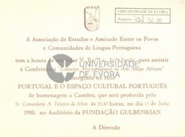 Convite da Associação de Estudos e Amizade entre Povos e Comunidades de Língua Portuguesa