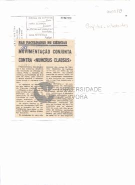 Nas Faculdades de Ciências. Movimentação conjunta contra «numerus clausus»