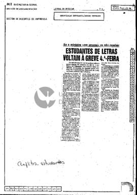 Se o ministro «em pessoa» os não receber. Estudantes de Letras voltam à greve 4º feira