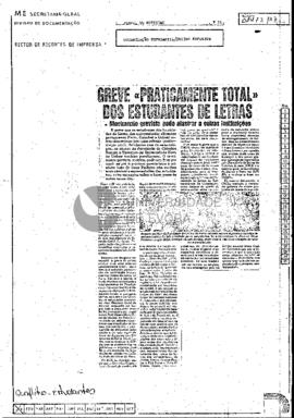 Greve «Praticamente Total» dos estudantes de Letras. Movimento grevista  pode alastrar a outras i...