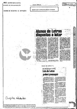 Alunos de Letras dispostos a lutar: Luta de Letras poderá prosseguir