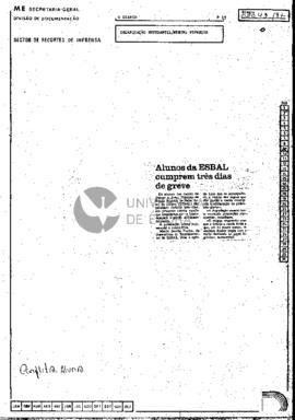 Alunos da ESBAL cumprem três dias de greve