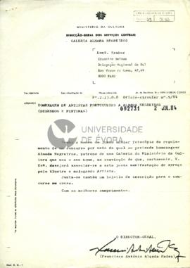 Carta da Galeria Almada Negreiros, Direcção-Geral dos Serviços Centrais/Ministério da Cultura