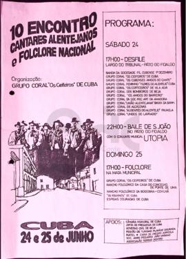 Cartaz Promocional do 10º Encontro de Cantares Alentejanos e Folclore Nacional