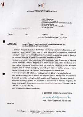 Oficio da Direção Regional de Cultura do Ministério da Cultura s/refª 309-Of.Circular-DPDC/2008